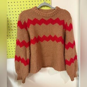 Red and Tan Zigzag Sweater